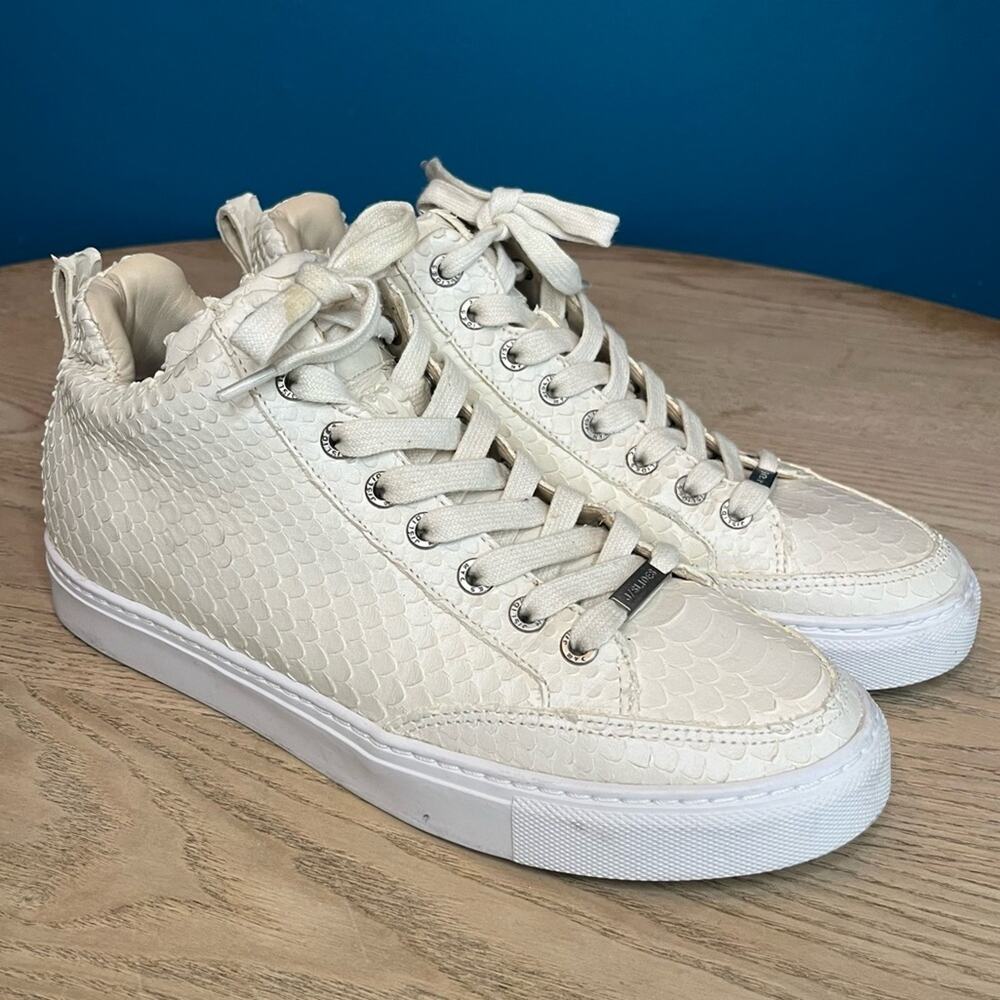 J Slides Lessa Cut Sneaker Embossed Leather Cream Women’s Size 8